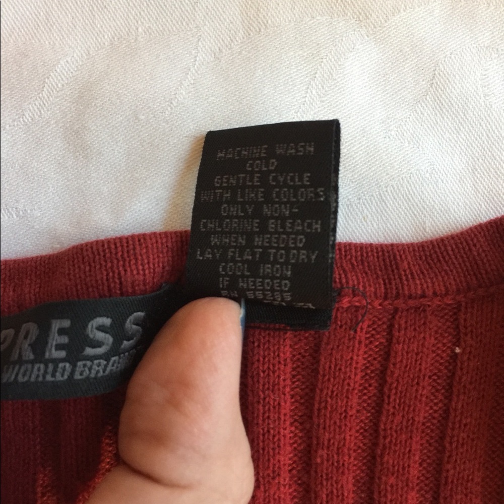 Vintage Express Red Ribbed Cardigan Size Large - Picture 3 of 7